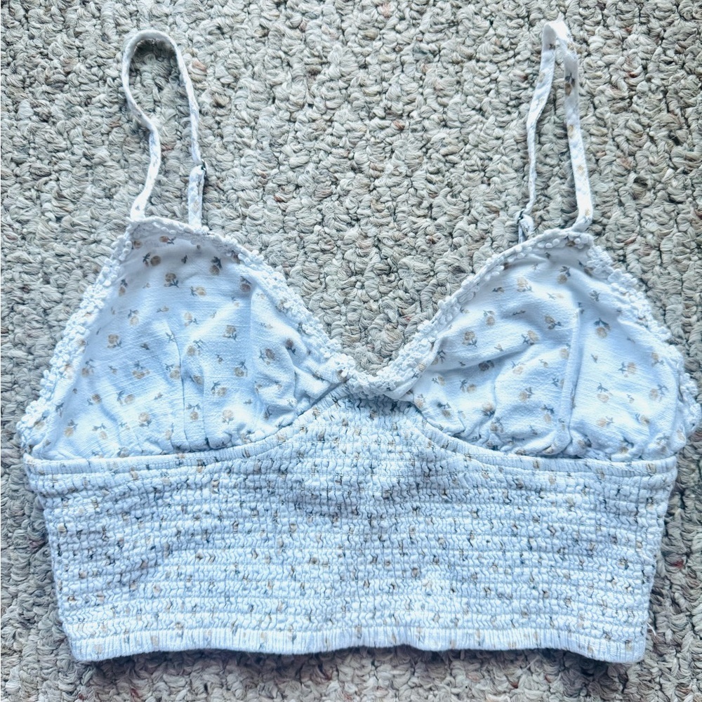 Sky & Sparrow floral smocked crop top Size M